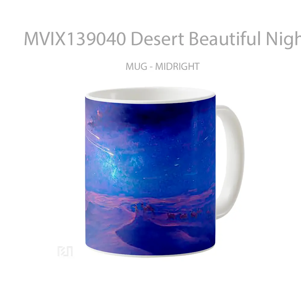 Mug Desert Beautiful Night With Stars Illustration Gelas Pemandangan Alam - All-side / Desain