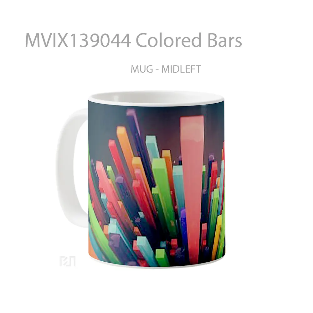 Mug Colored Bars Gelas Keramik Unik - All-side / Desain