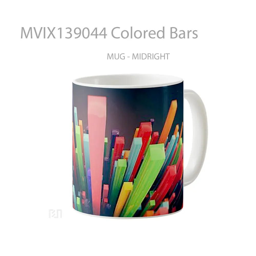 Mug Colored Bars Gelas Keramik Unik - All-side / Desain