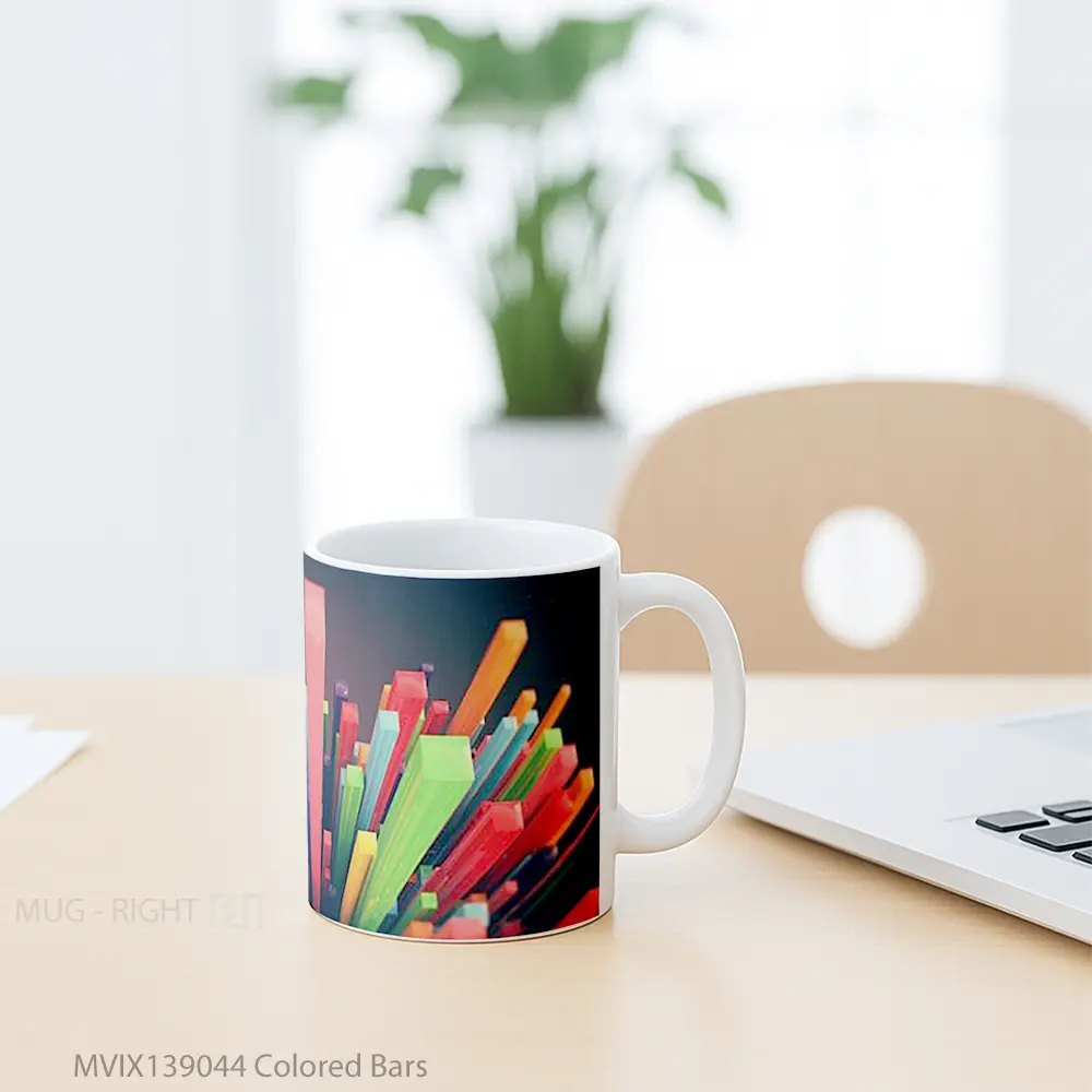 Mug Colored Bars Gelas Keramik Unik - All-side / Desain