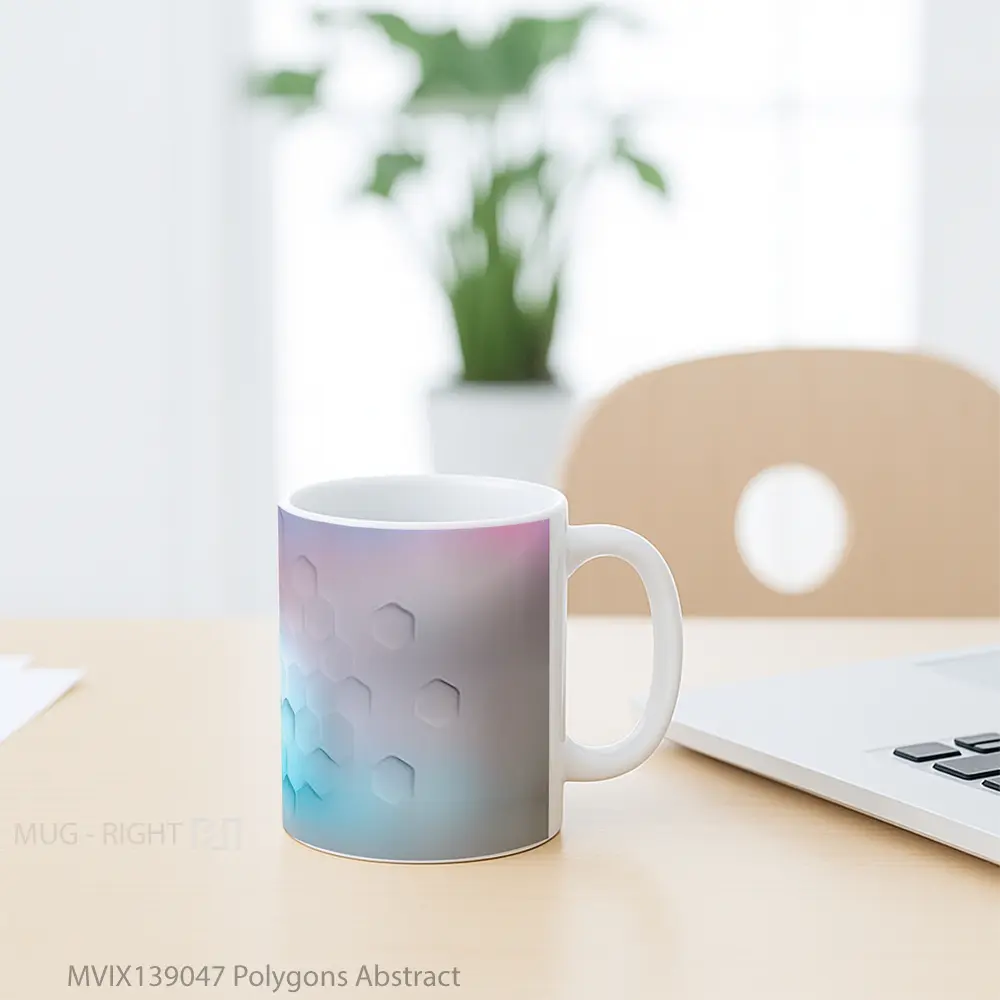 Mug Polygons Abstract Gelas Seni Modern - All-side / Desain