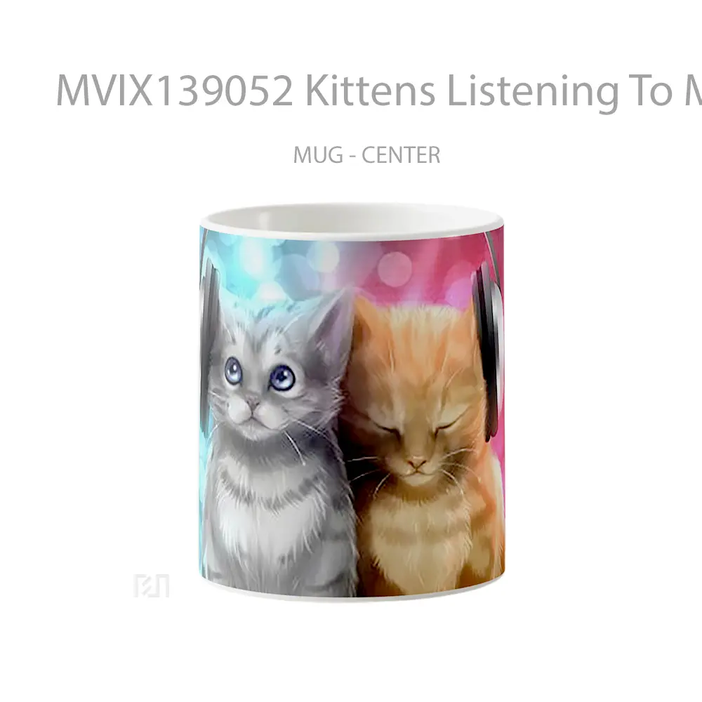 Mug Kittens Listening To Music Gelas Keramik Unik