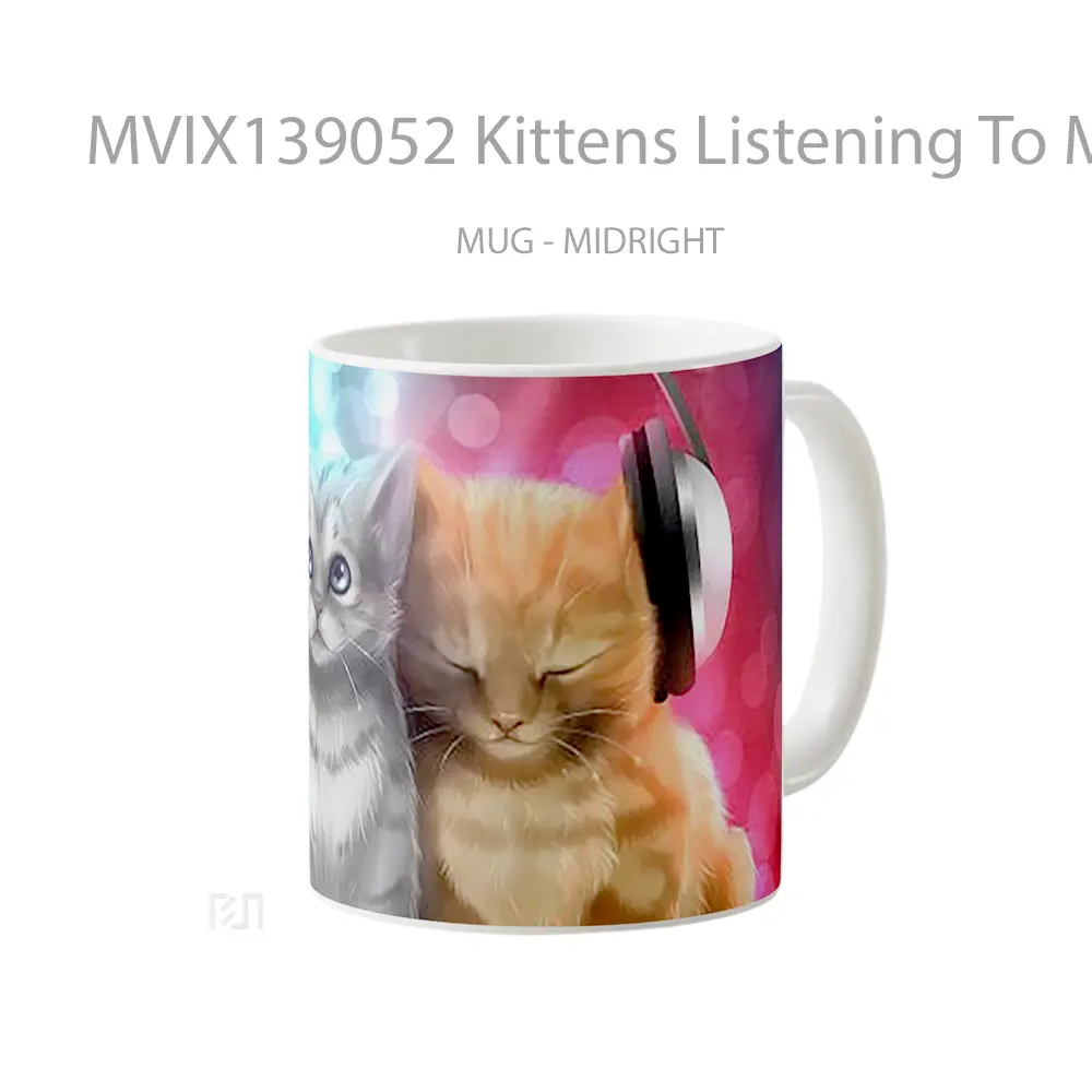Mug Kittens Listening To Music Gelas Keramik Unik - All-side / Desain