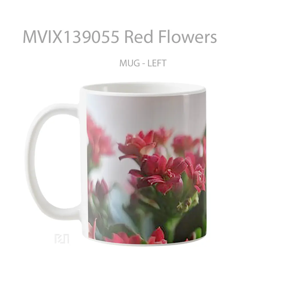 Mug Red Flowers Gelas Pemandangan Alam - All-side / Desain