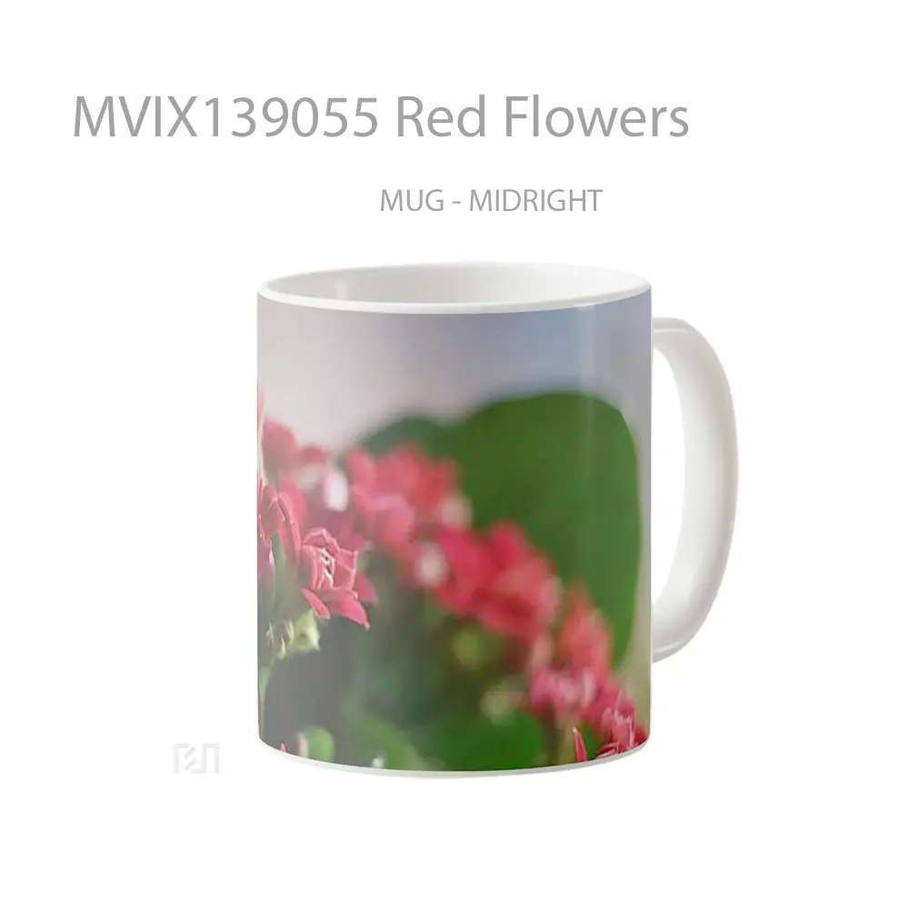 Mug Red Flowers Gelas Pemandangan Alam - All-side / Desain