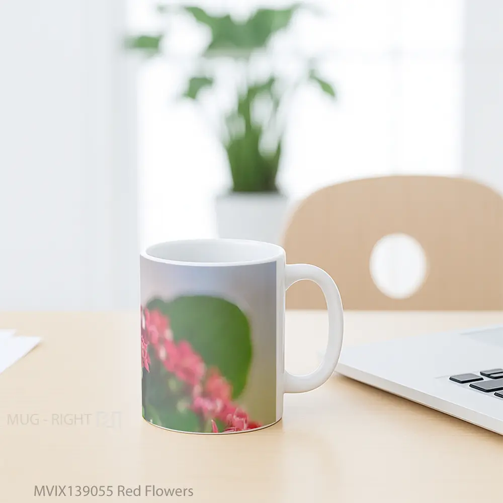 Mug Red Flowers Gelas Pemandangan Alam - All-side / Desain