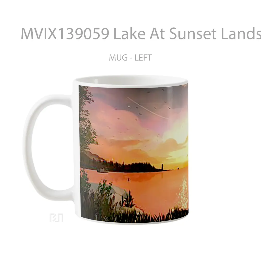 Mug Lake At Sunset Landscape Gelas Pemandangan Alam - All-side / Desain