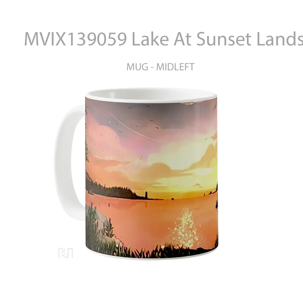 Mug Lake At Sunset Landscape Gelas Pemandangan Alam - All-side / Desain