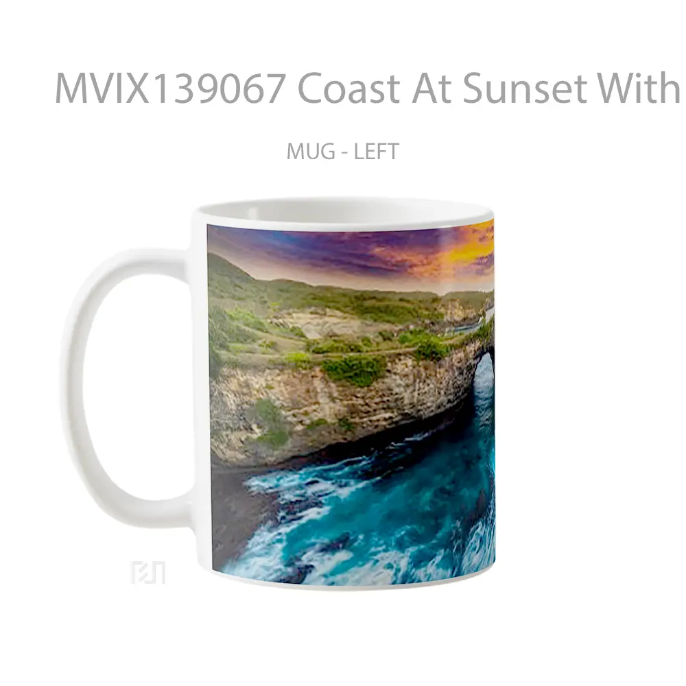 Mug Coast At Sunset With Hills Gelas Pemandangan Alam - All-side / Desain
