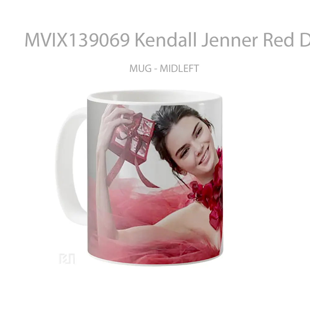 Mug Kendall Jenner Red Dress Gelas Selebriti - All-side / Desain