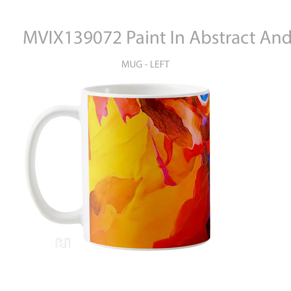 Mug Paint In Abstract And Colorful Shapes Gelas Seni Modern - All-side / Desain