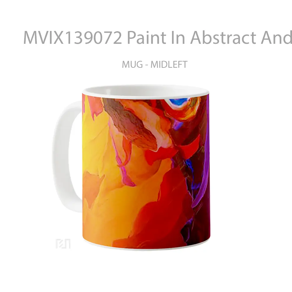 Mug Paint In Abstract And Colorful Shapes Gelas Seni Modern - All-side / Desain