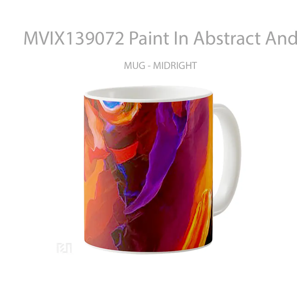 Mug Paint In Abstract And Colorful Shapes Gelas Seni Modern - All-side / Desain
