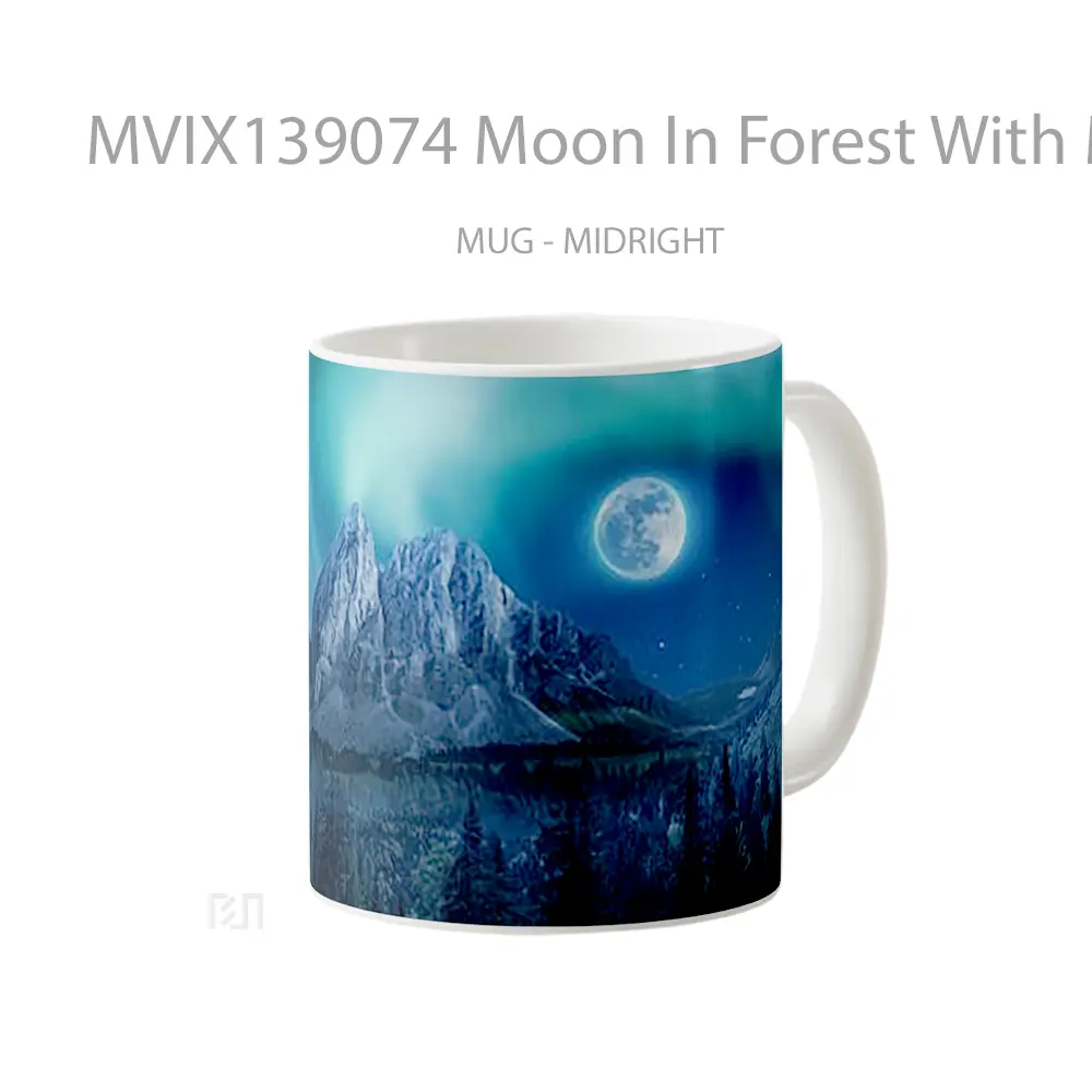 Mug Moon In Forest With Mountains Gelas Pemandangan Alam - All-side / Desain