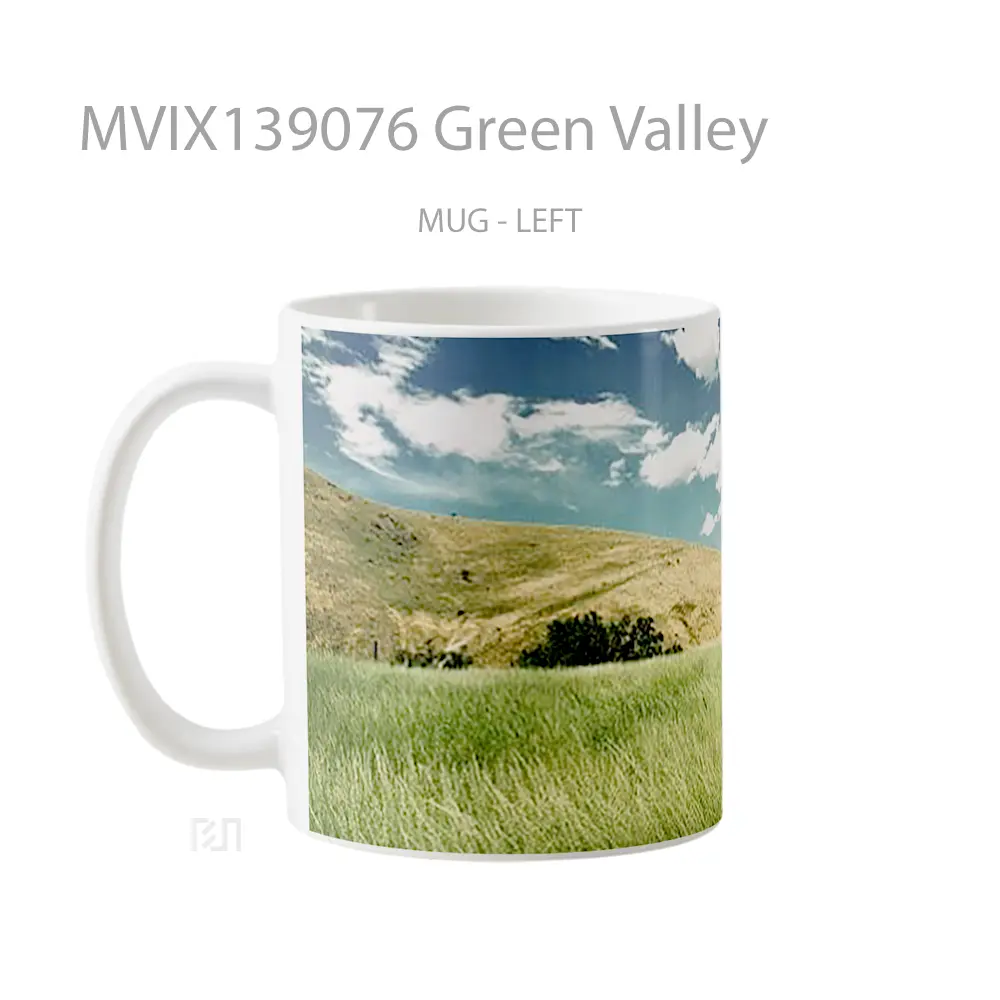 Mug Green Valley Gelas Pemandangan Alam - All-side / Desain