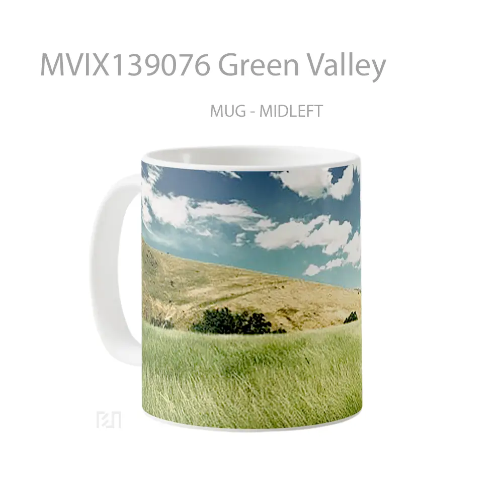 Mug Green Valley Gelas Pemandangan Alam - All-side / Desain