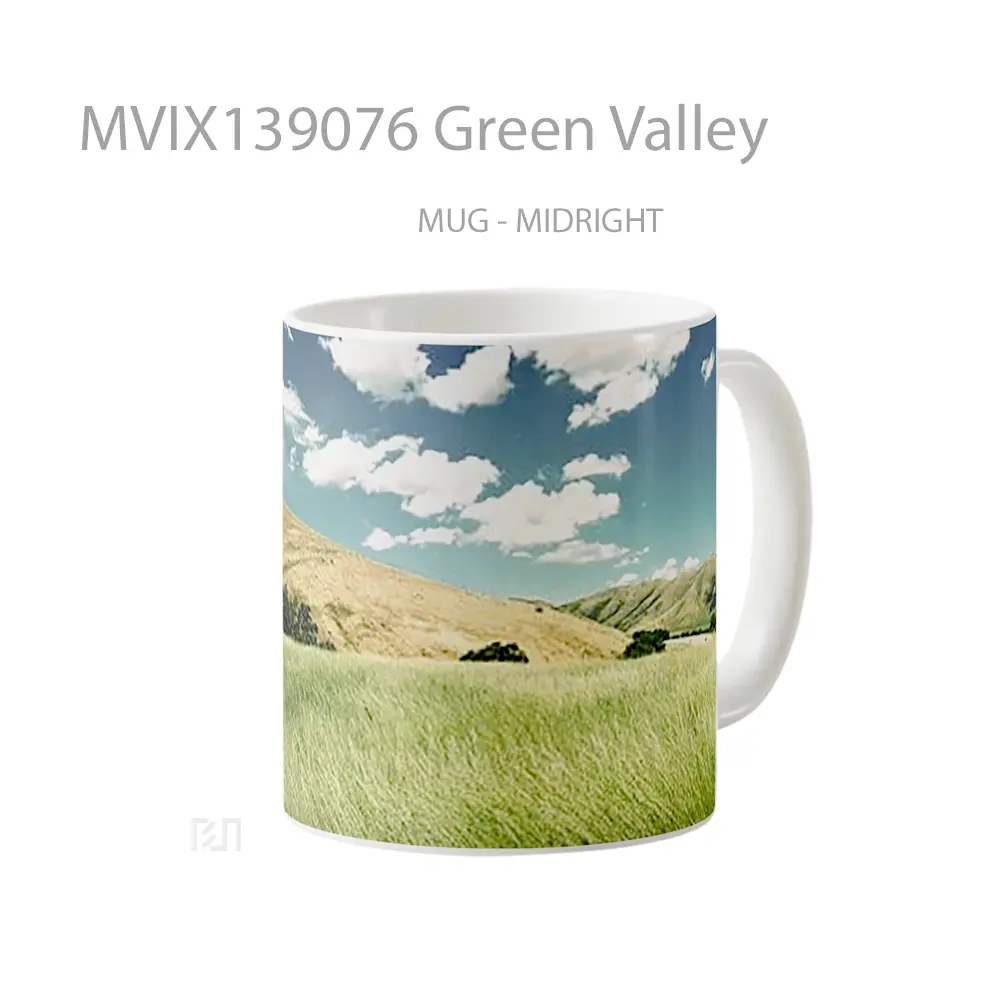 Mug Green Valley Gelas Pemandangan Alam - All-side / Desain