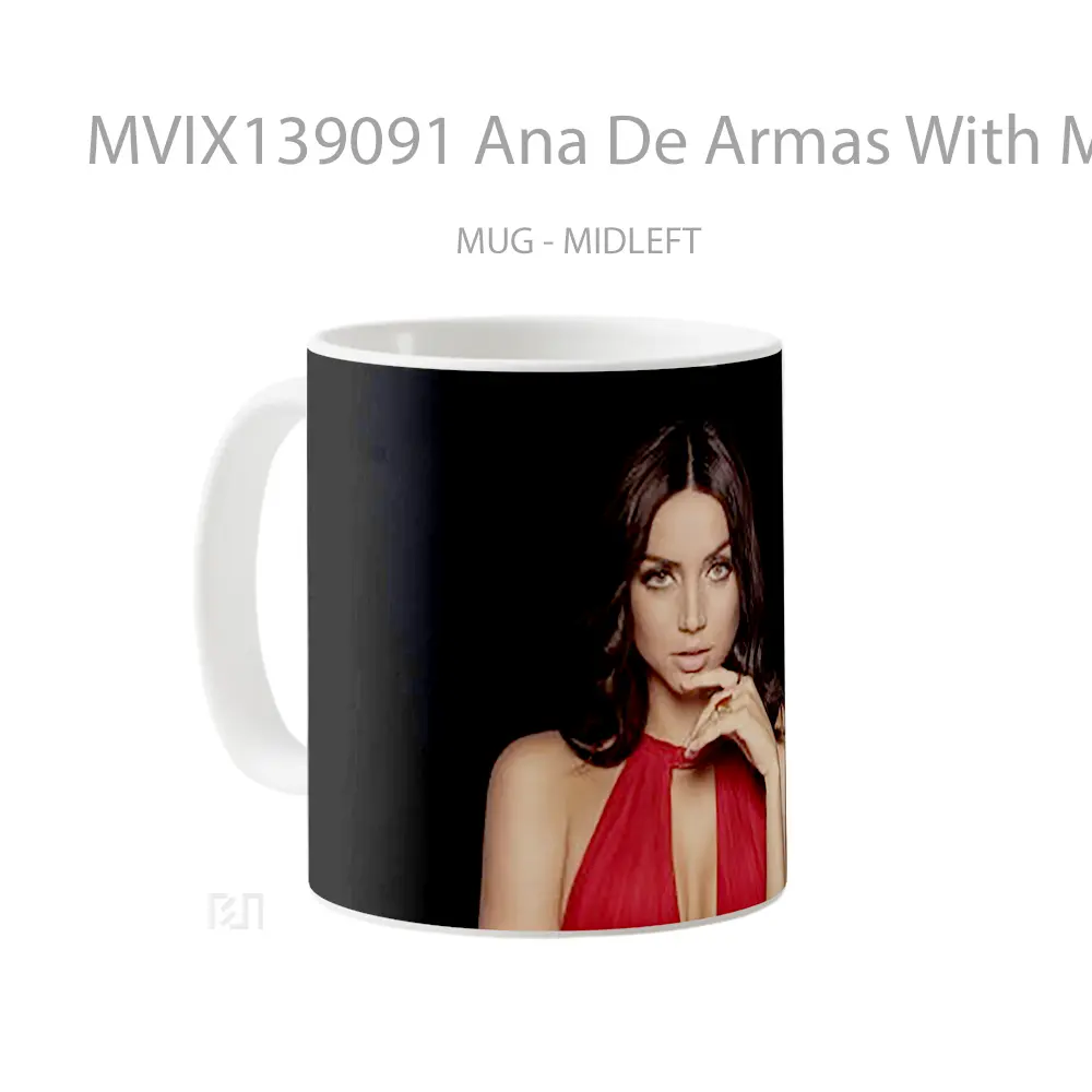 Mug Ana De Armas With Make Up And Red Dress Gelas Keramik Unik - All-side / Desain