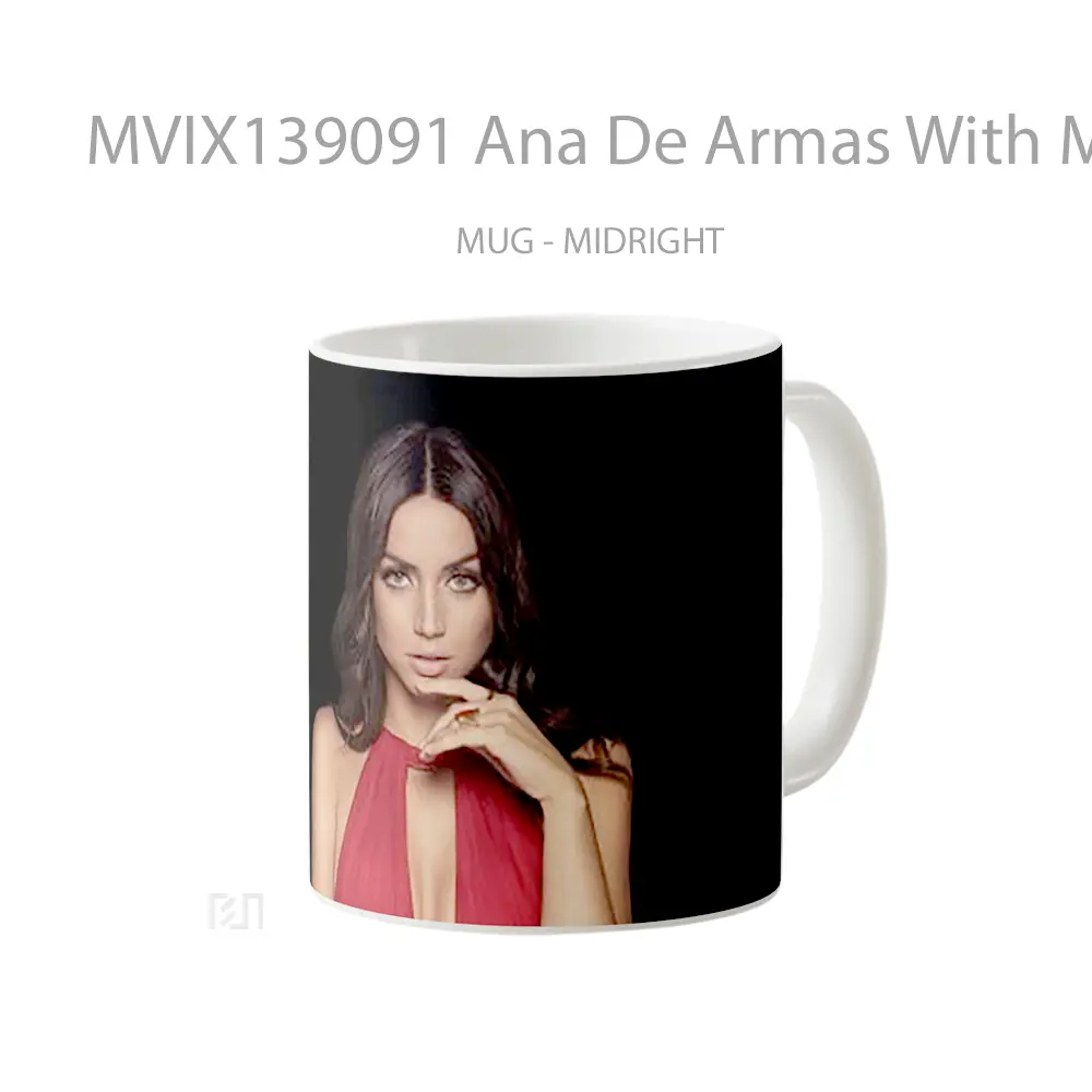 Mug Ana De Armas With Make Up And Red Dress Gelas Keramik Unik - All-side / Desain