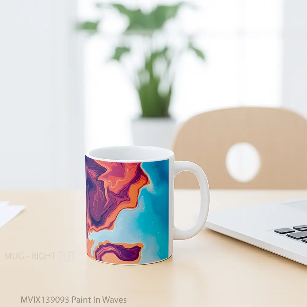 Mug Paint In Waves Gelas Keramik Unik - All-side / Desain