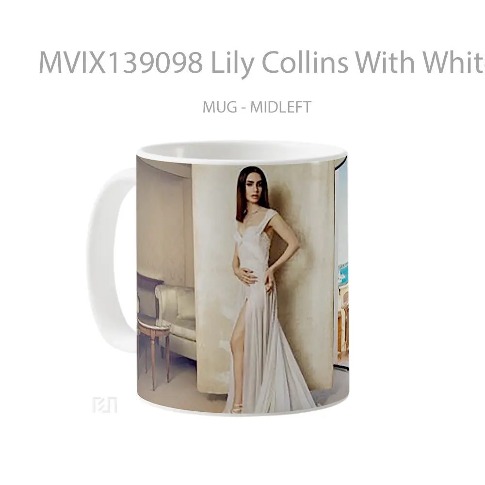Mug Lily Collins With White Dress Gelas Keramik Unik - All-side / Desain