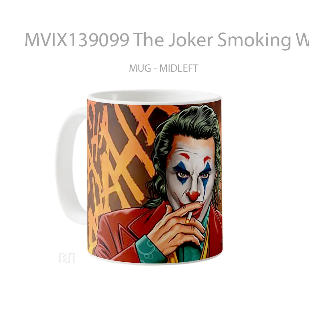 Mug The Joker Smoking With Gun Gelas Superhero - All-side / Desain