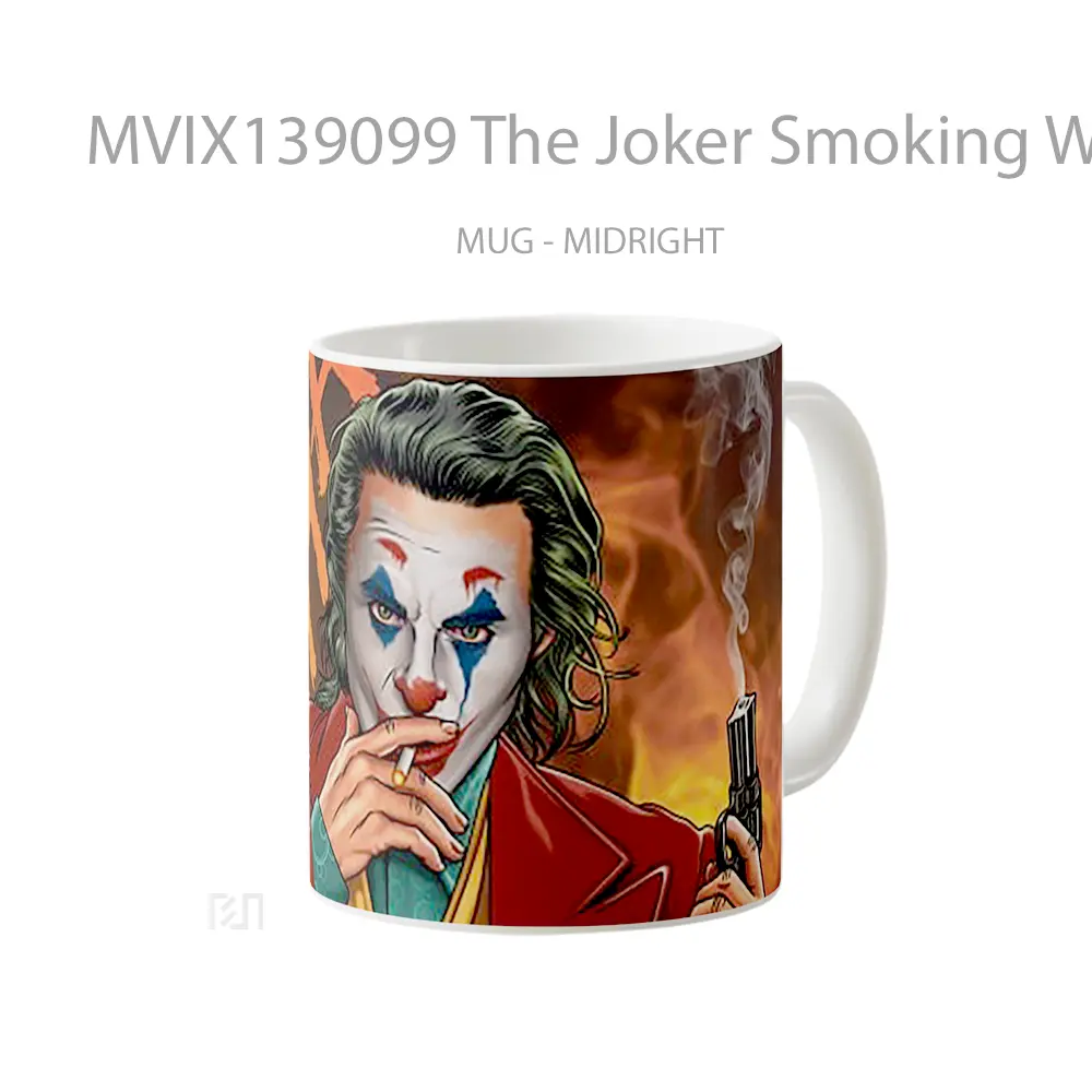 Mug The Joker Smoking With Gun Gelas Superhero - All-side / Desain