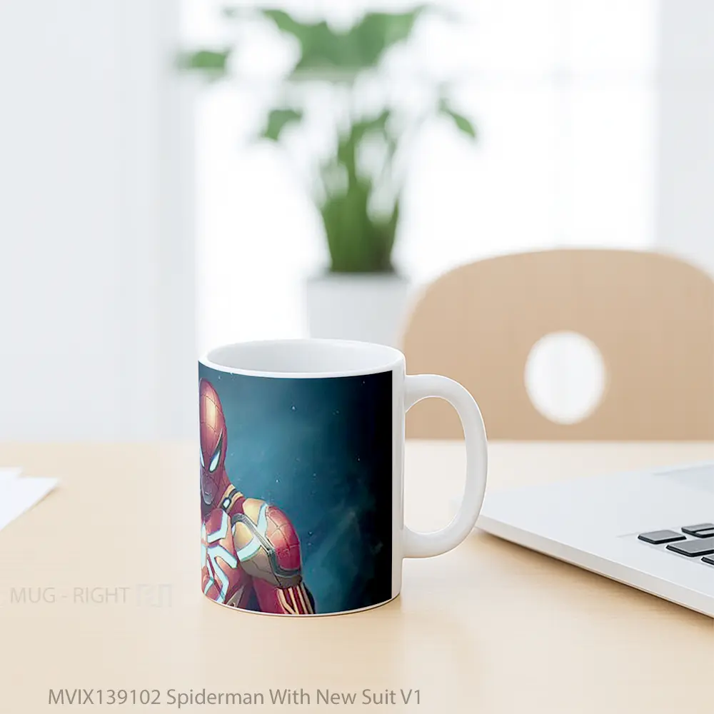 Mug Spiderman With New Suit V1 Gelas Superhero - All-side / Desain
