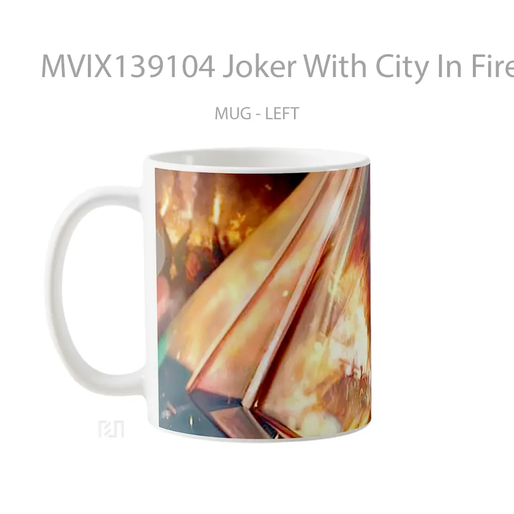 Mug Joker With City In Fire Gelas Superhero - All-side / Desain