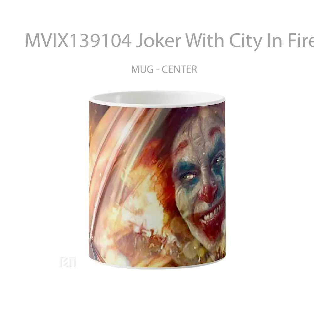 Mug Joker With City In Fire Gelas Superhero