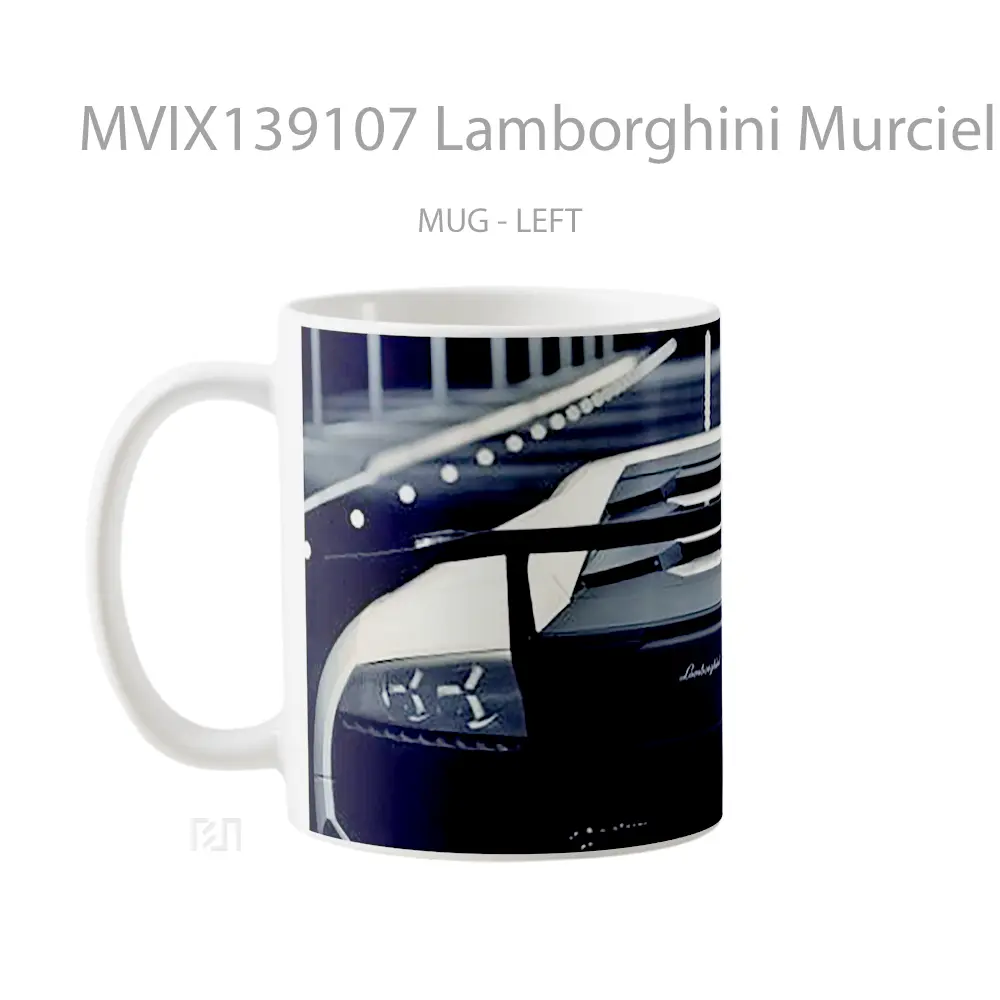 Mug Lamborghini Murcielago Black And White Cangkir Mobil - All-side / Desain