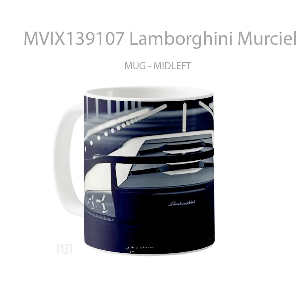 Mug Lamborghini Murcielago Black And White Cangkir Mobil - All-side / Desain