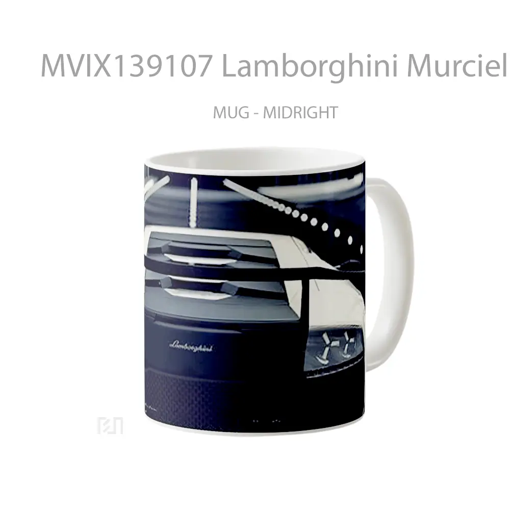 Mug Lamborghini Murcielago Black And White Cangkir Mobil - All-side / Desain