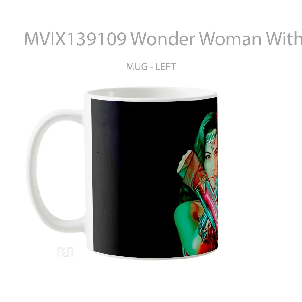 Mug Wonder Woman With Green And Red Lights Gelas Superhero - All-side / Desain