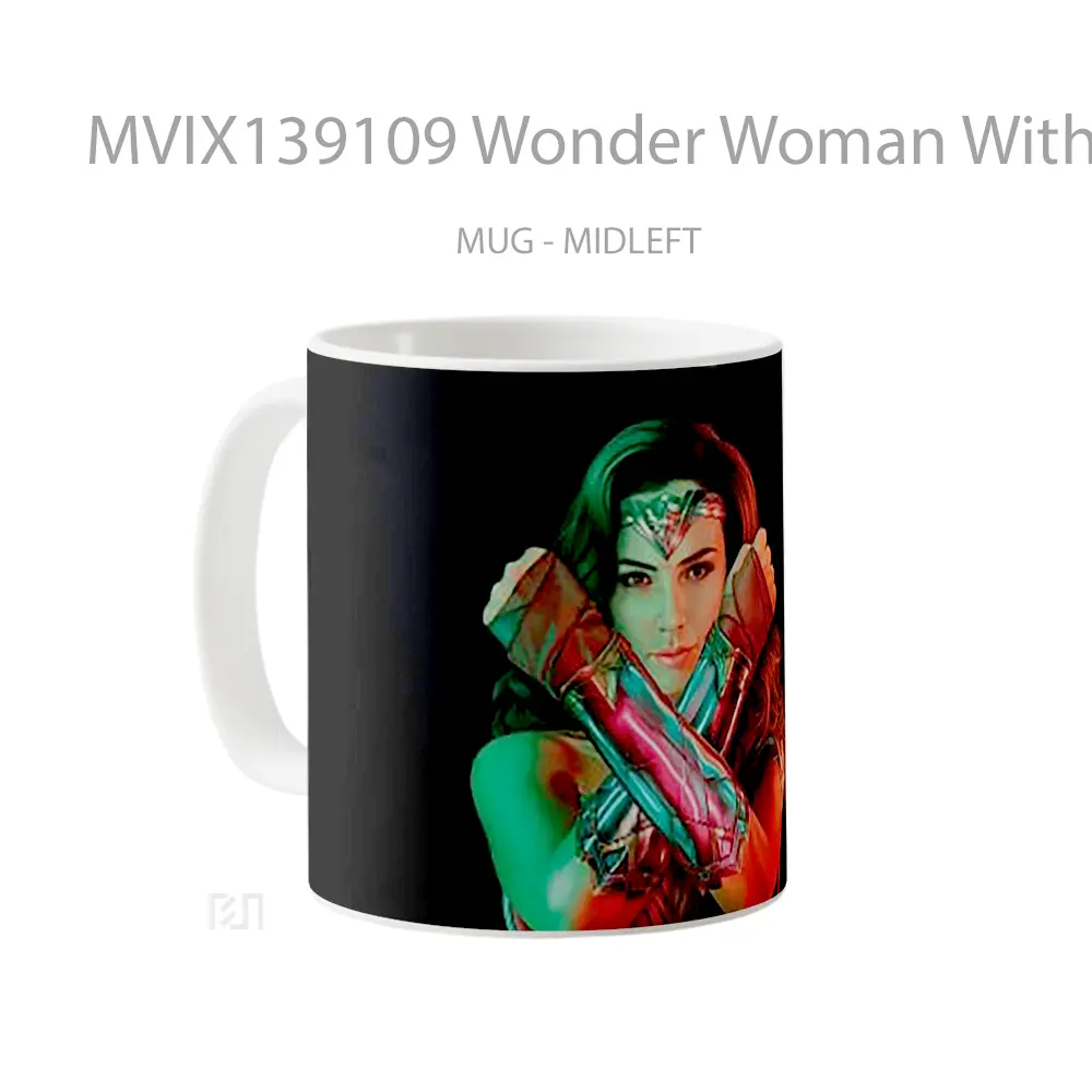 Mug Wonder Woman With Green And Red Lights Gelas Superhero - All-side / Desain