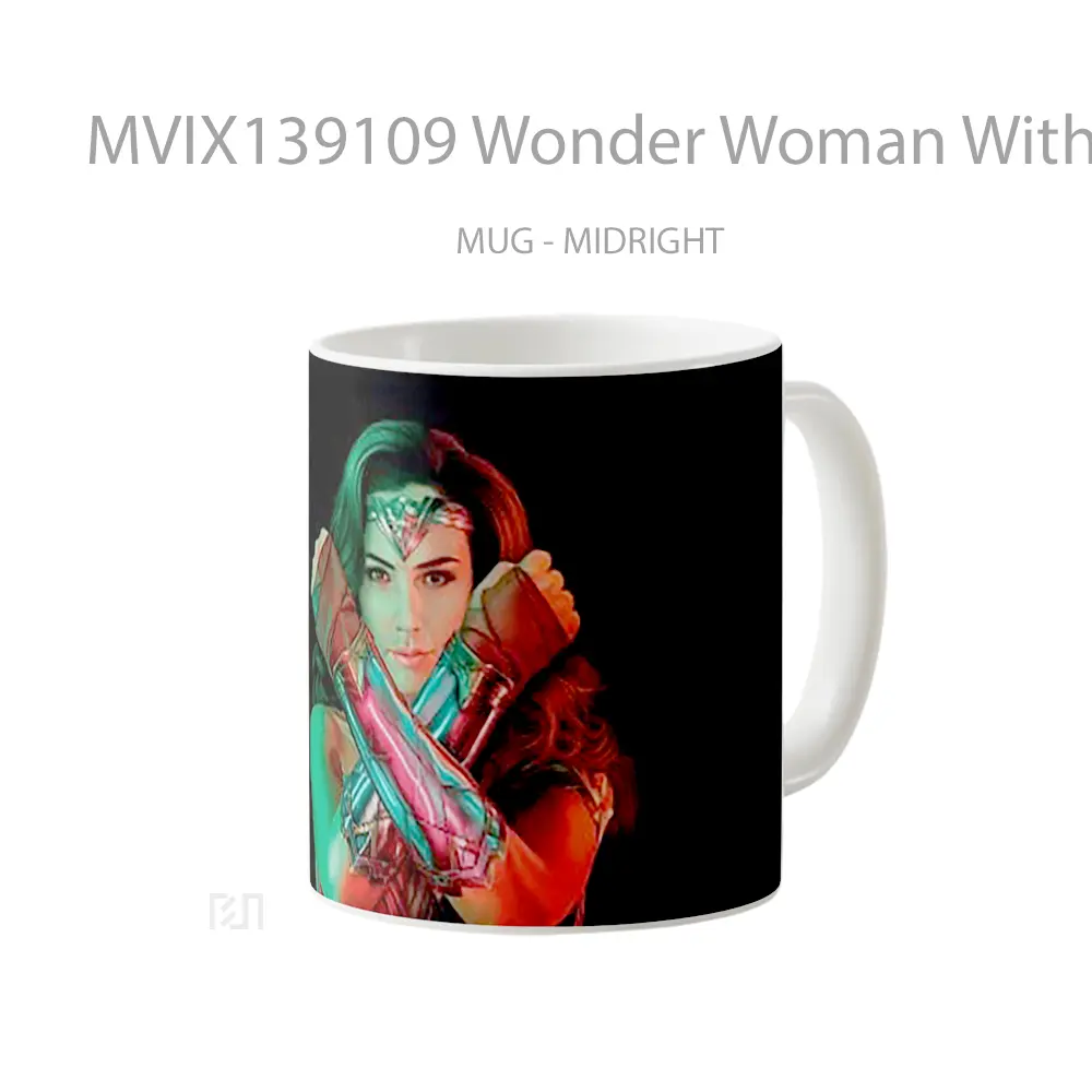 Mug Wonder Woman With Green And Red Lights Gelas Superhero - All-side / Desain