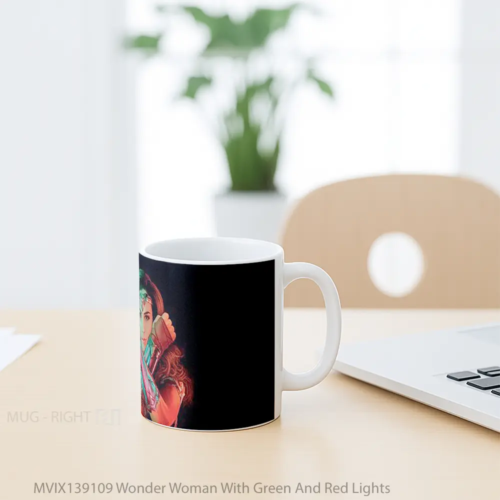 Mug Wonder Woman With Green And Red Lights Gelas Superhero - All-side / Desain