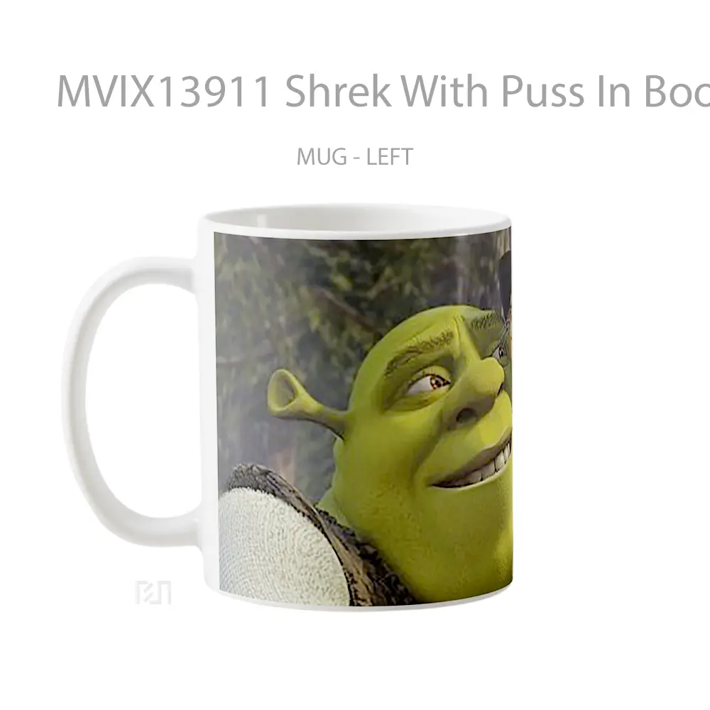 Mug Shrek With Puss In Boots Gelas Keramik Unik - All-side / Desain