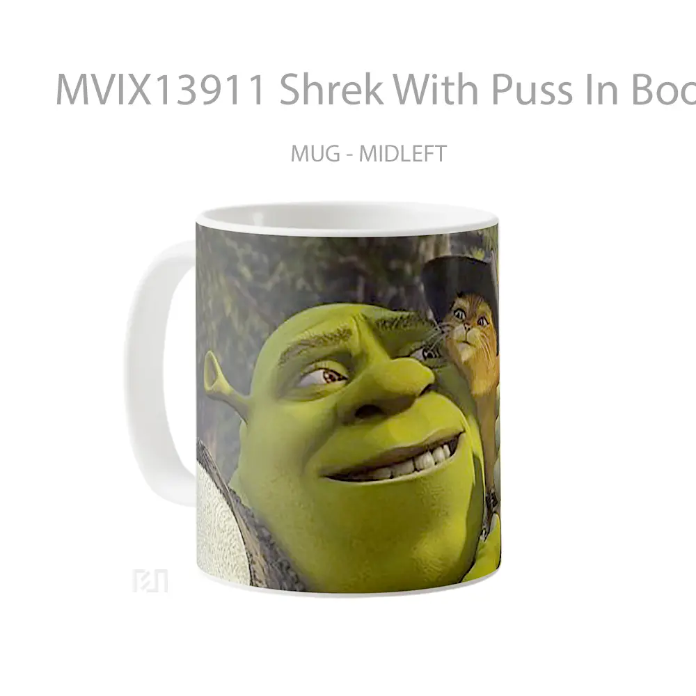 Mug Shrek With Puss In Boots Gelas Keramik Unik - All-side / Desain