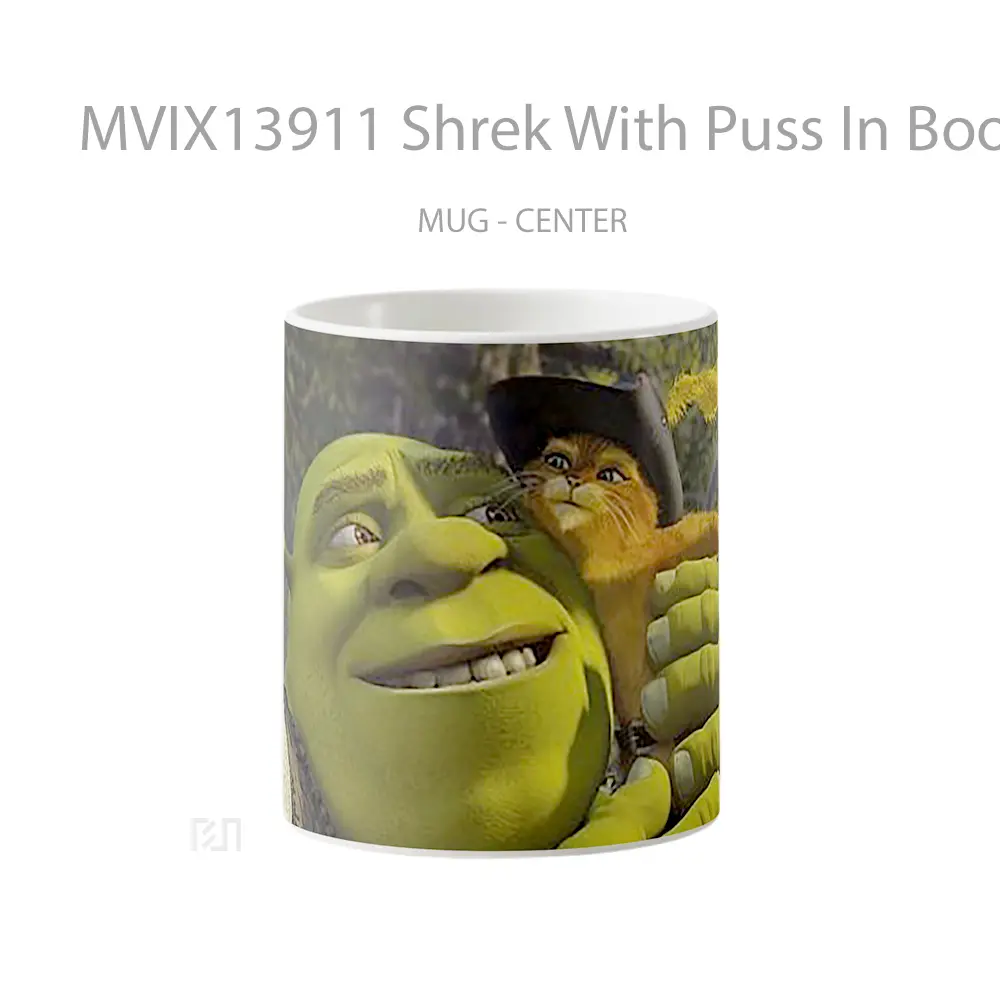 Mug Shrek With Puss In Boots Gelas Keramik Unik
