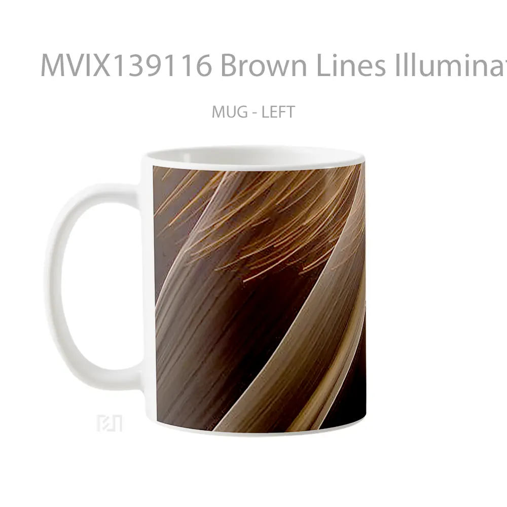 Mug Brown Lines Illuminated Gelas Keramik Unik - All-side / Desain