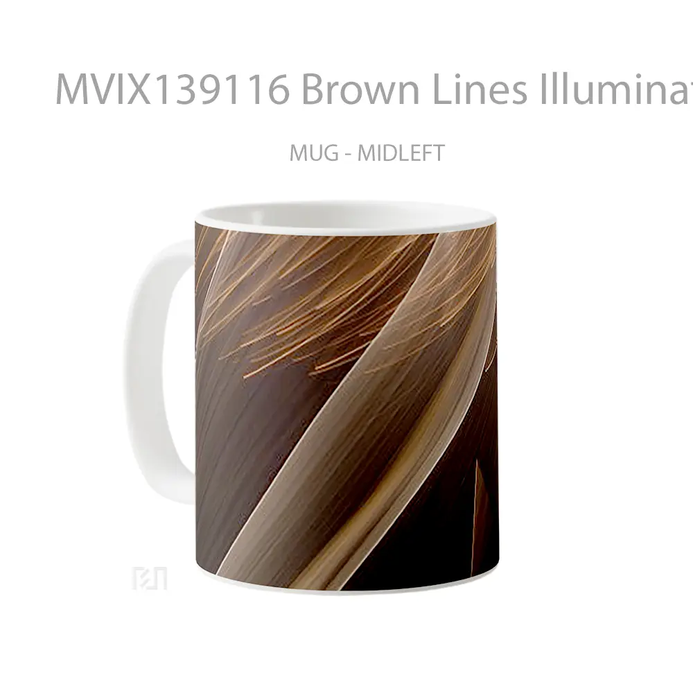 Mug Brown Lines Illuminated Gelas Keramik Unik - All-side / Desain