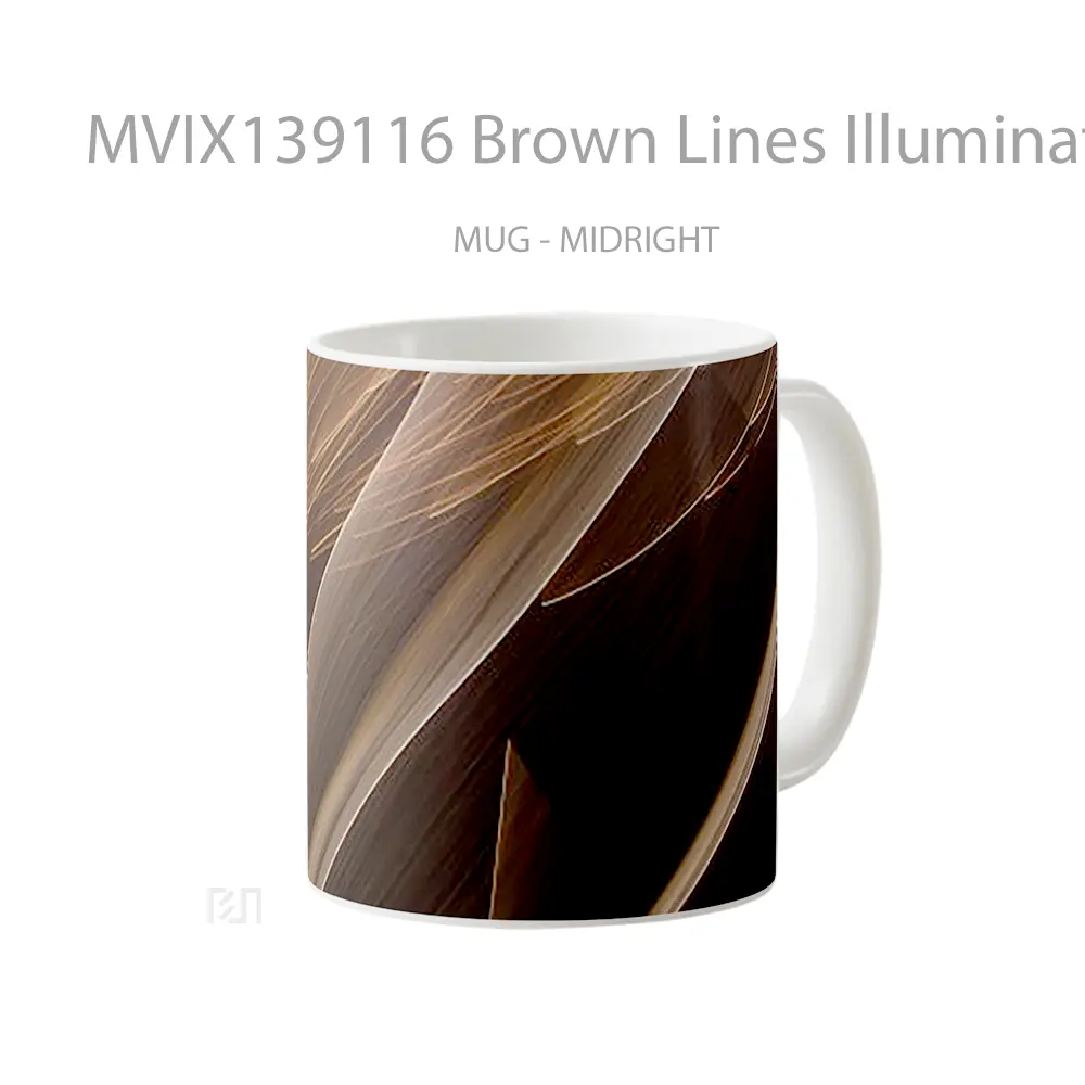 Mug Brown Lines Illuminated Gelas Keramik Unik - All-side / Desain