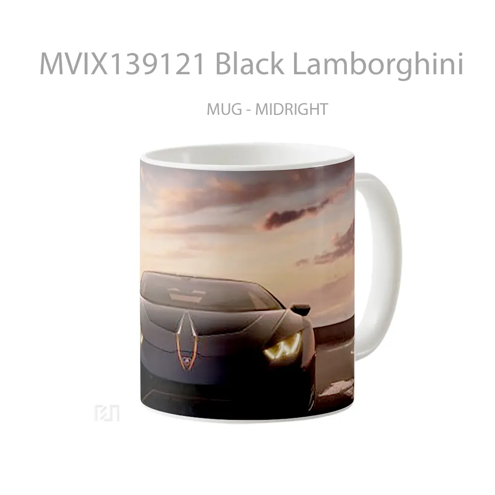 Mug Black Lamborghini Cangkir Mobil - All-side / Desain