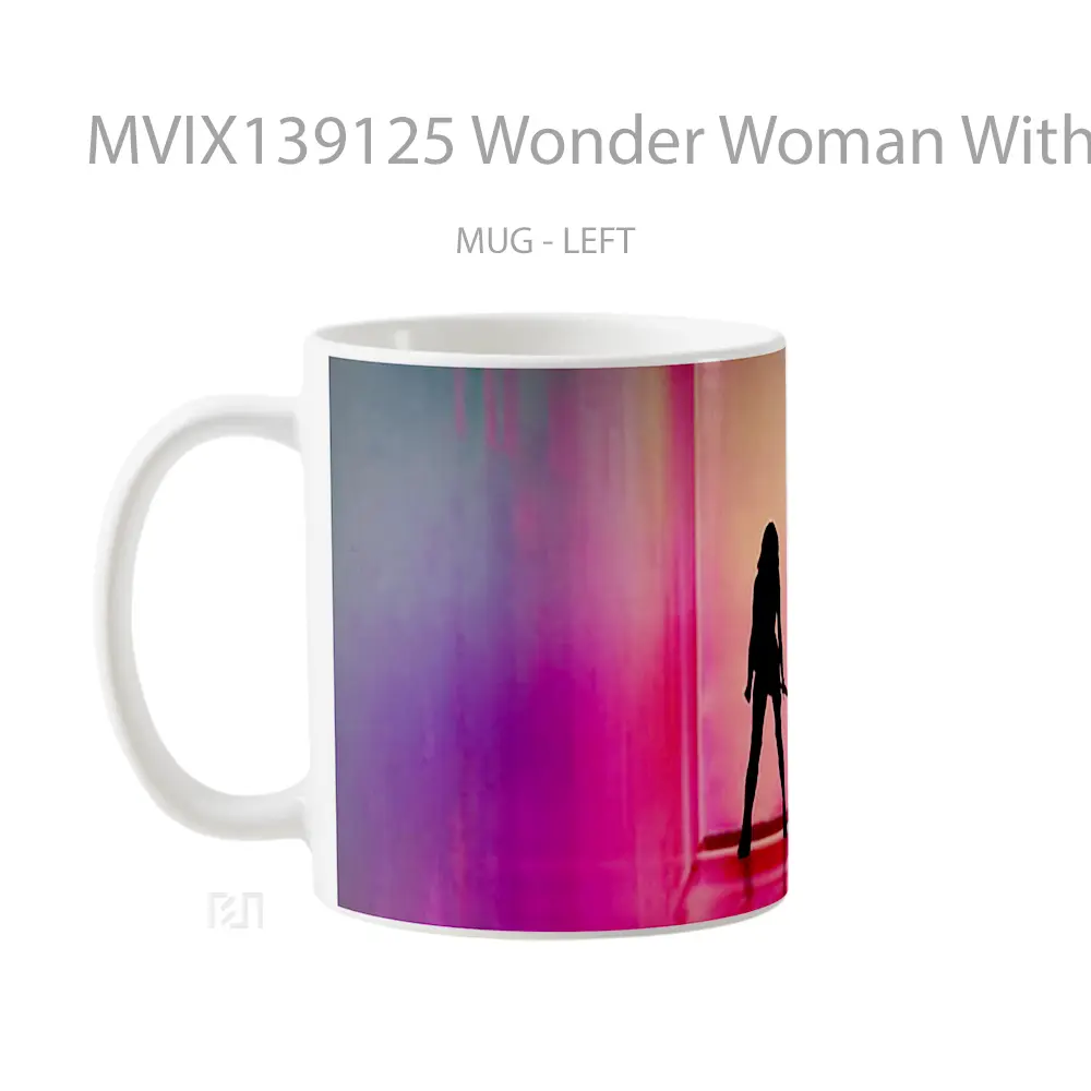 Mug Wonder Woman With Colorful Background Gelas Superhero - All-side / Desain