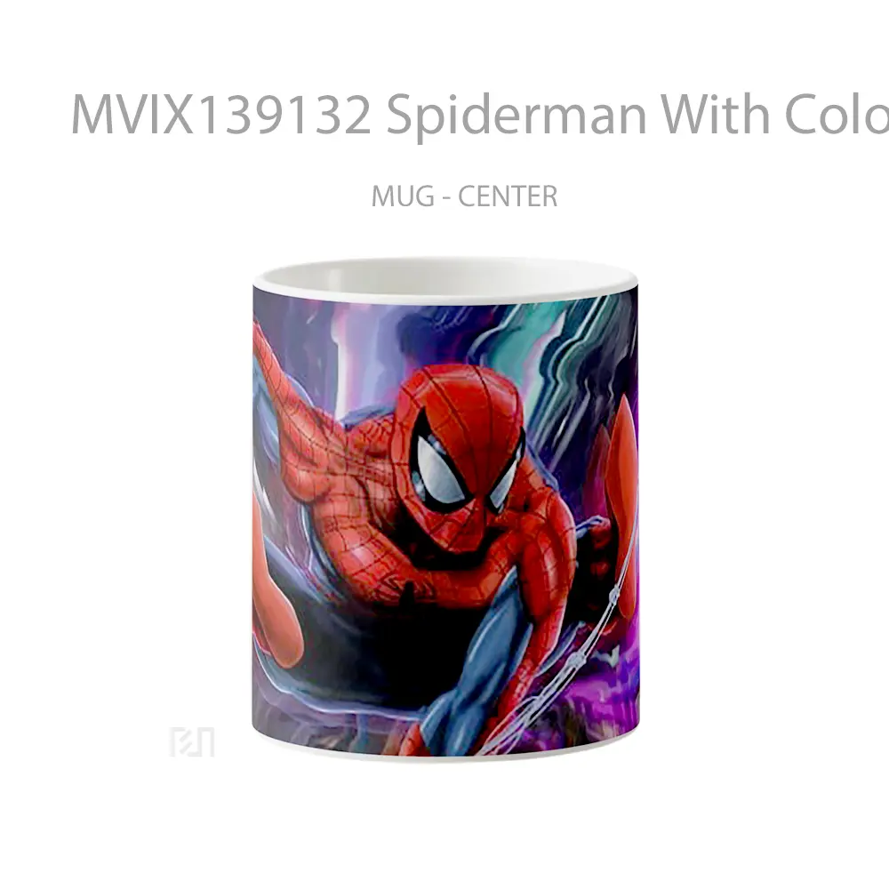 Mug Spiderman With Colorful Background Gelas Superhero