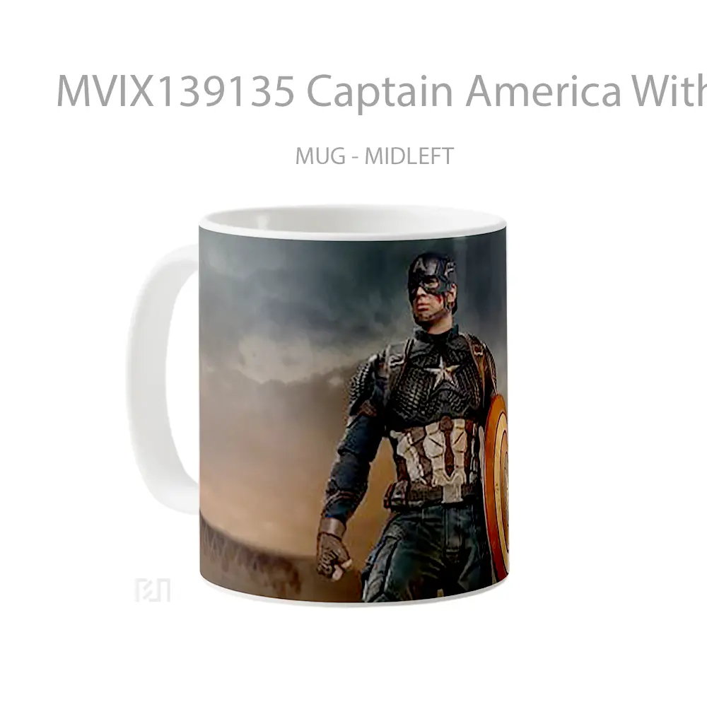 Mug Captain America With Shield Gelas Superhero - All-side / Desain