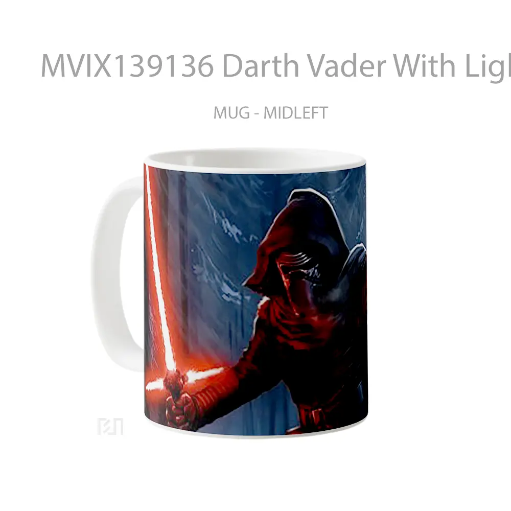 Mug Darth Vader With Lightsaber Fanart Gelas Star Wars - All-side / Desain
