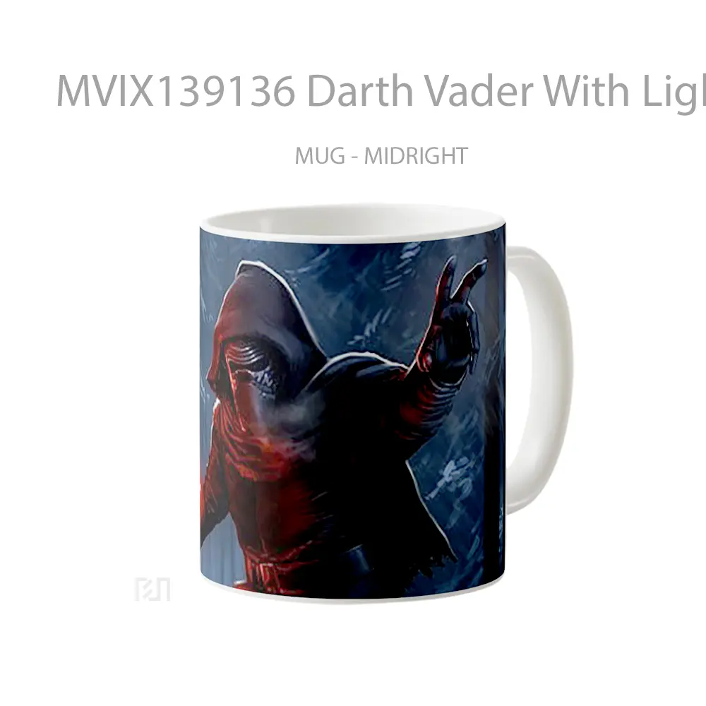 Mug Darth Vader With Lightsaber Fanart Gelas Star Wars - All-side / Desain