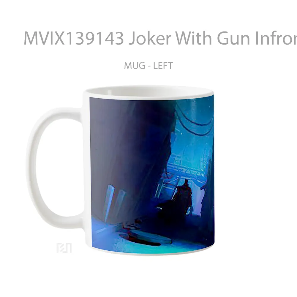 Mug Joker With Gun Infront Of Batman Gelas Superhero - Tampak Tengah